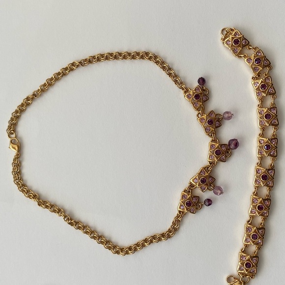 Swarovski Signed  necklace and bracelet set - Picture 2 of 11